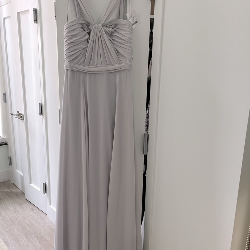 Flat Chiffon, Platinum, Amsale dress
